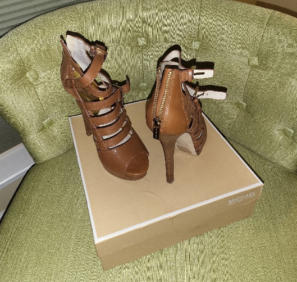 Michael Kors Brown Stiletto Heels with Buckle Straps